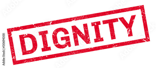 Dignity rubber stamp. Grunge design with dust scratches. Effects can be easily removed for a clean, crisp look. Color is easily changed.