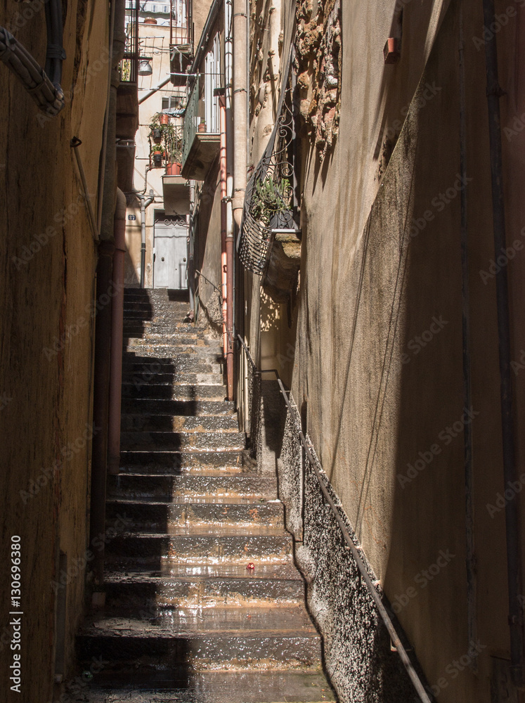 Stair street in Caltagirone, Sicily, ITA