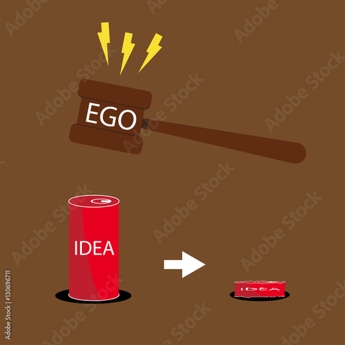 vector illustration of ego can destroy the idea