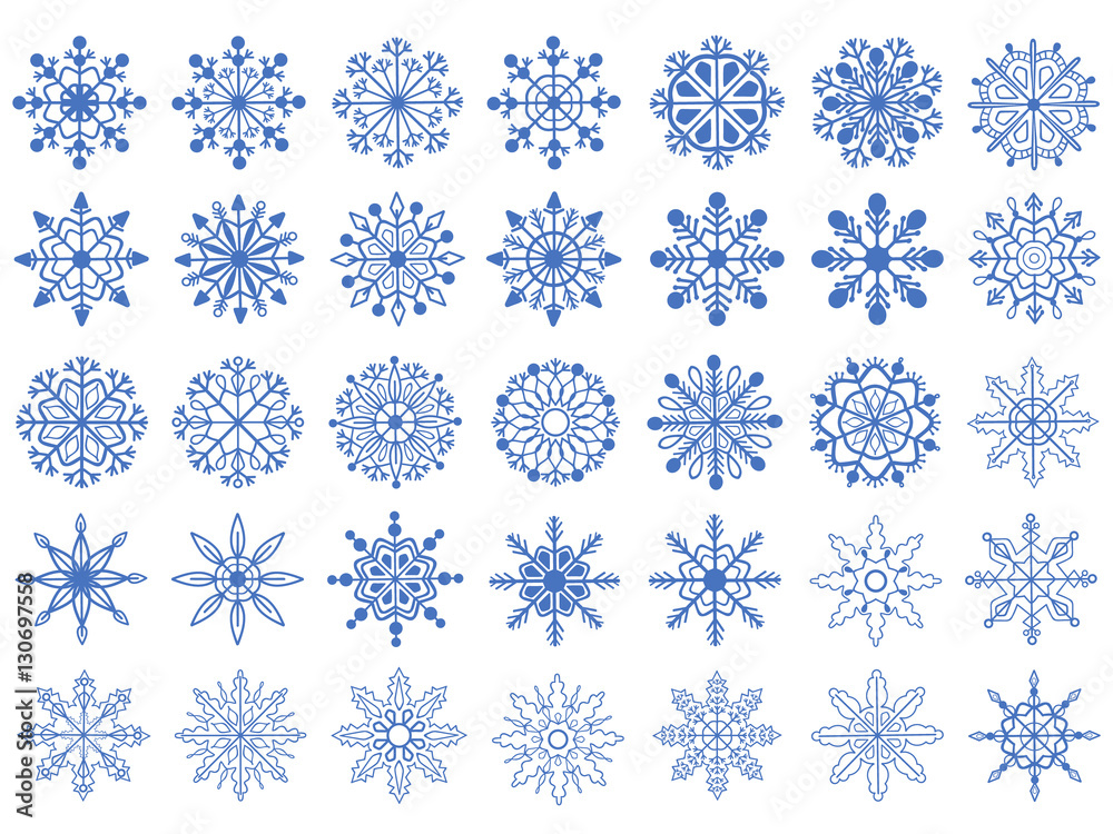 Vector set of snowflakes. Vector set of snowflakes.