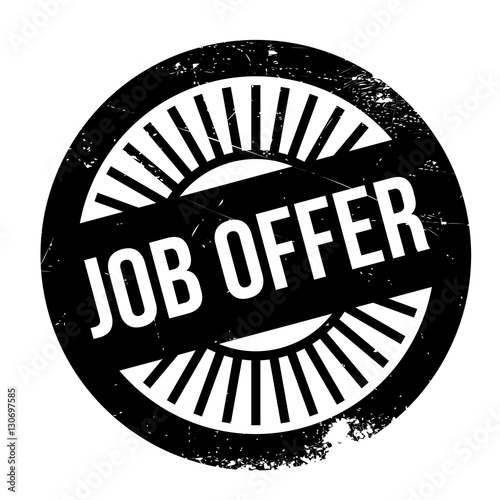 Job offer stamp. Grunge design with dust scratches. Effects can be easily removed for a clean, crisp look. Color is easily changed.