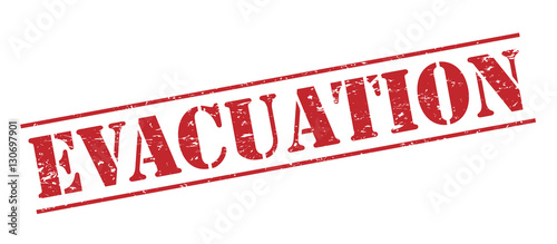 evacuation red stamp on white background