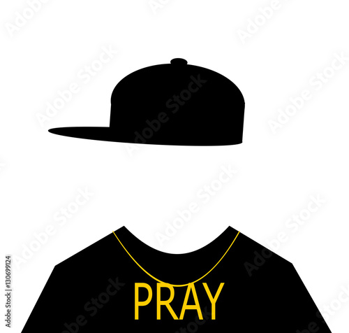 man wearing hip hop fashion and pray necklace