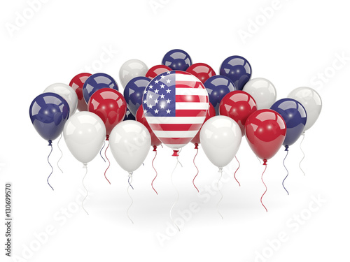 Flag of united states of america with balloons