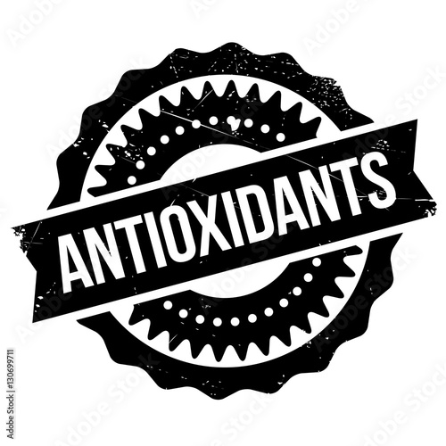 Antioxidants stamp. Grunge design with dust scratches. Effects can be easily removed for a clean, crisp look. Color is easily changed.