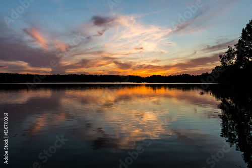 Stumpy Lake with brilliant orange sunset in Virginia Beach  Virginia.  