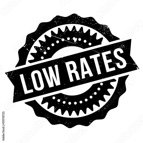 Low rates stamp. Grunge design with dust scratches. Effects can be easily removed for a clean, crisp look. Color is easily changed.