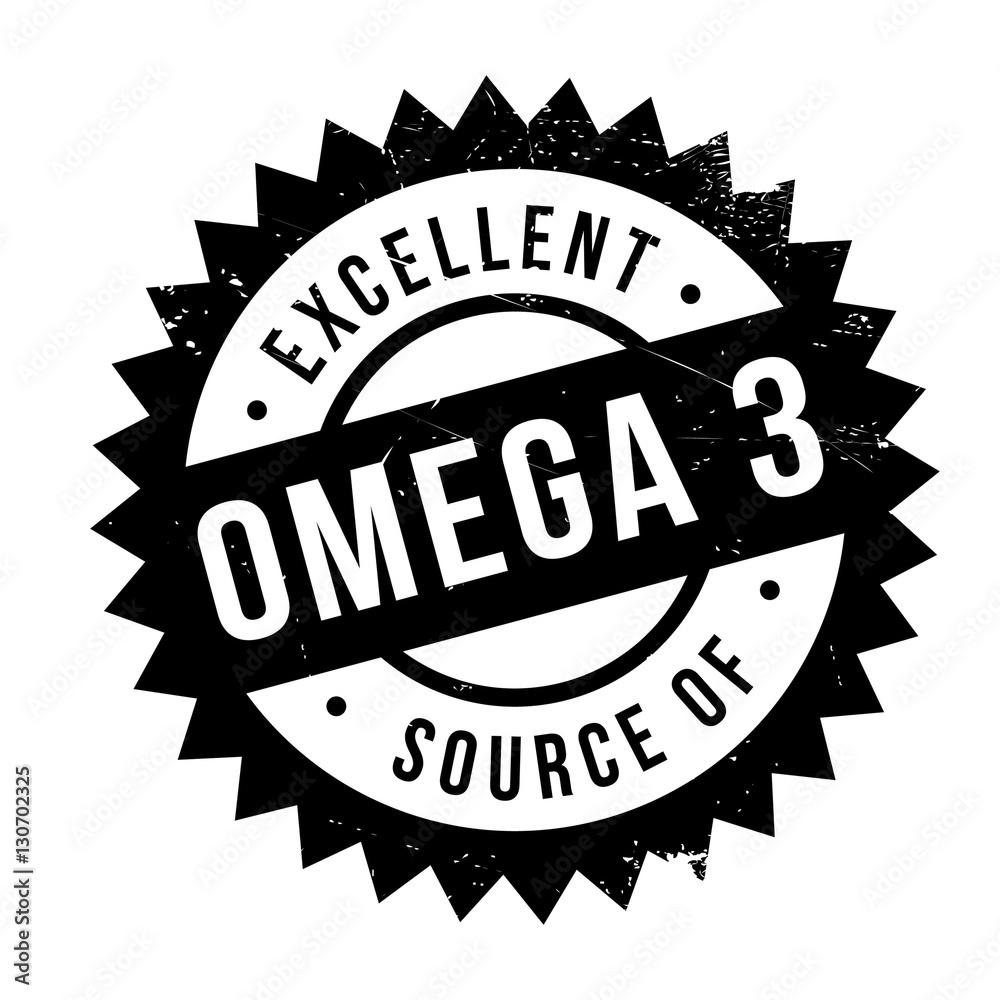 Excellent source of omega 3 stamp. Grunge design with dust scratches. Effects can be easily removed for a clean, crisp look. Color is easily changed.