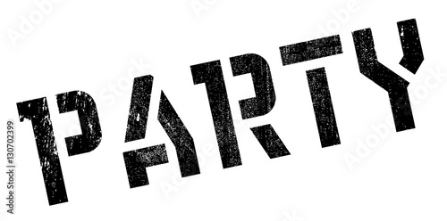 Party rubber stamp. Grunge design with dust scratches. Effects can be easily removed for a clean, crisp look. Color is easily changed.