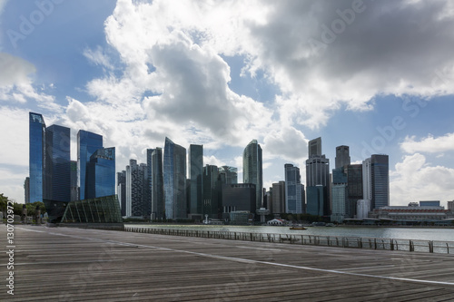 cityscape of group of CBD Singapore hight towers in middle of the city.