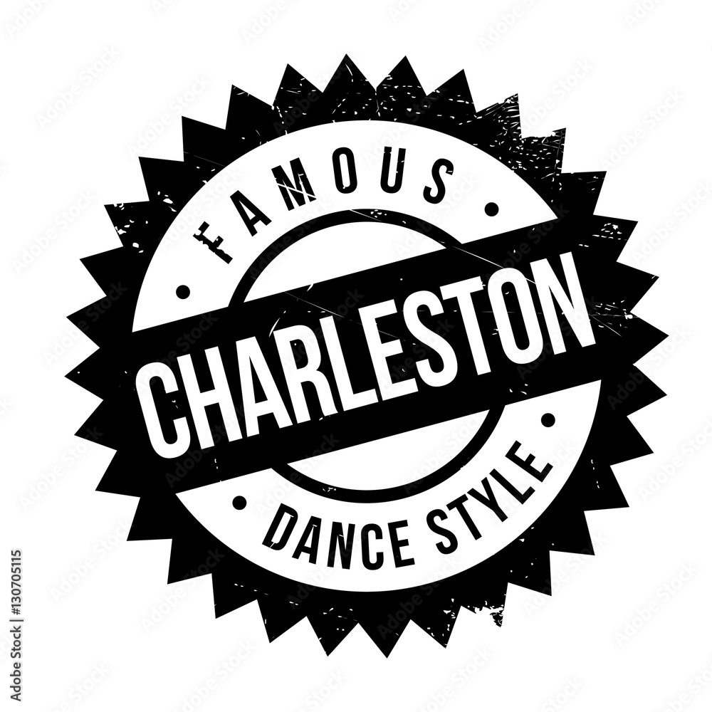Famous dance style, Charleston stamp. Grunge design with dust scratches. Effects can be easily removed for a clean, crisp look. Color is easily changed.
