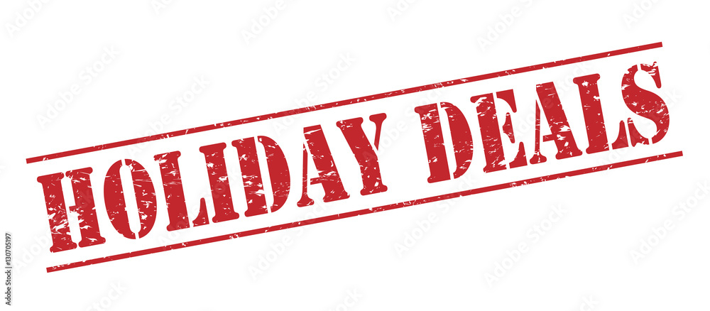 holiday deals red vector stamp on white background