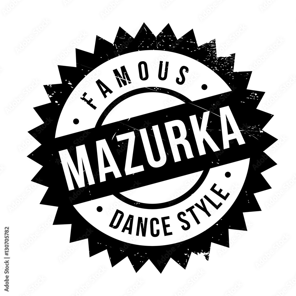 Famous dance style, Mazurka stamp. Grunge design with dust scratches. Effects can be easily removed for a clean, crisp look. Color is easily changed.
