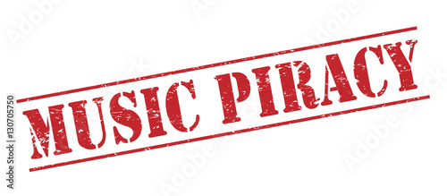 music piracy red vector stamp on white background