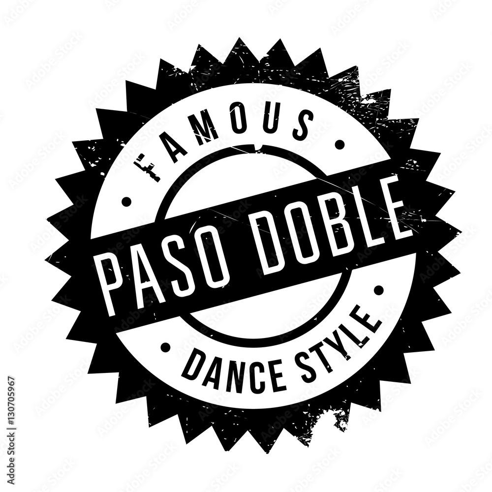 Famous dance style, Paso Doble stamp. Grunge design with dust scratches. Effects can be easily removed for a clean, crisp look. Color is easily changed.