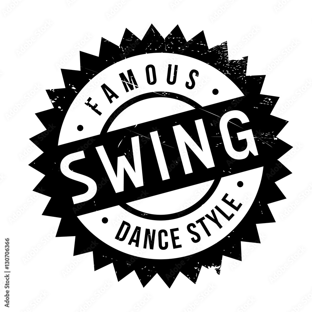 Famous dance style, Swing stamp. Grunge design with dust scratches. Effects can be easily removed for a clean, crisp look. Color is easily changed.
