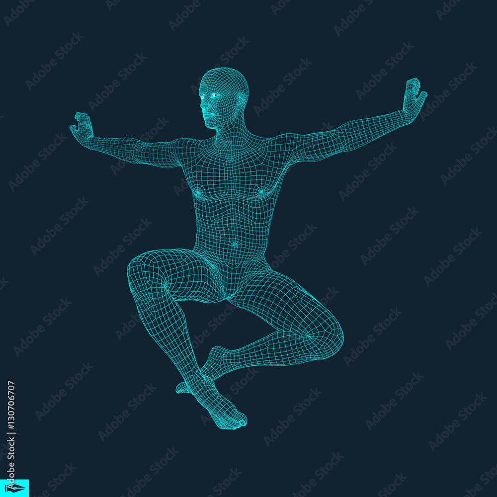 Fighter. 3D Model of Man. Human Body. Sport Symbol. Fighter. 3D Model of Man. Human Body. Sport Symbol.