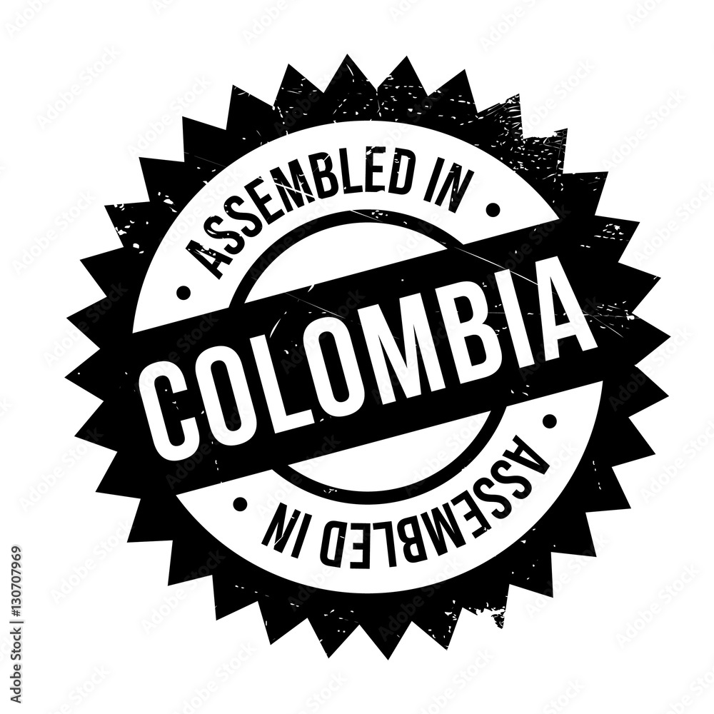 Assembled in Colombia rubber stamp. Grunge design with dust scratches. Effects can be easily removed for a clean, crisp look. Color is easily changed.