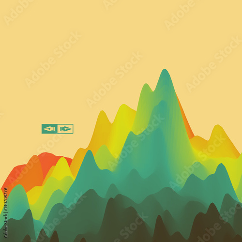 Mountain Landscape. Mountainous Terrain. Vector Illustration.
