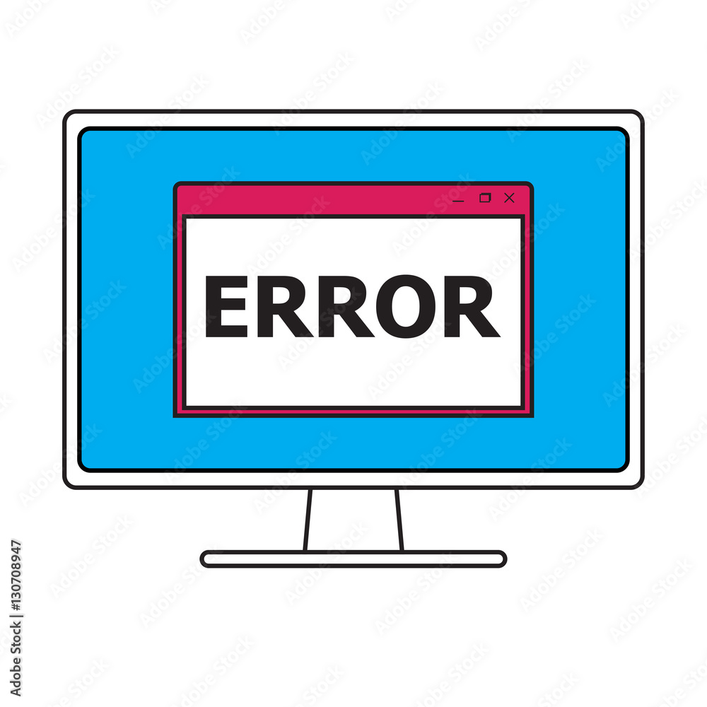 vector illustration of computer error concept line design vector illustration of computer error concept line design