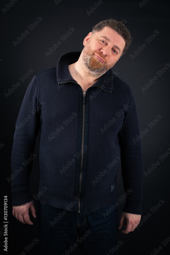 Naklejka premium Handsome Man doing different expressions in different sets of clothes: love