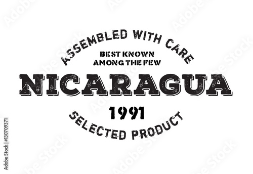 Assembled in Nicaragua rubber stamp. Grunge design with dust scratches. Effects can be easily removed for a clean, crisp look. Color is easily changed.