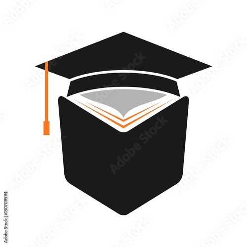 student book logo. graduation hat. 