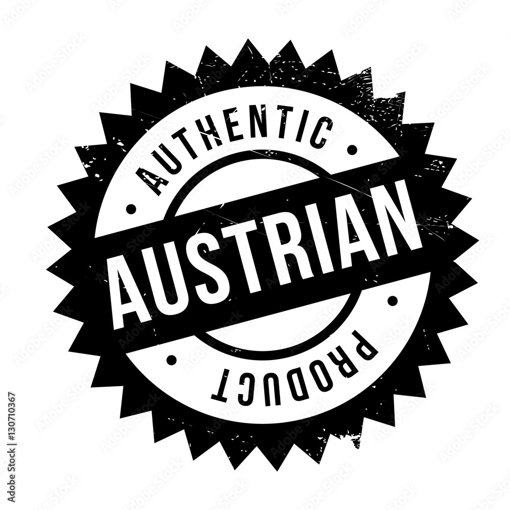 Authentic austrian product stamp. Grunge design with dust scratches. Effects can be easily removed for a clean, crisp look. Color is easily changed.