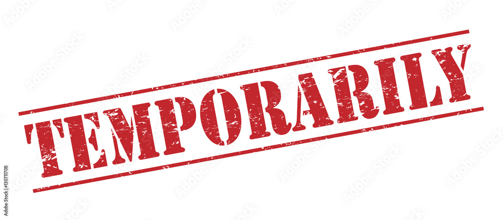 temporarily red stamp on white background temporarily red stamp on white background