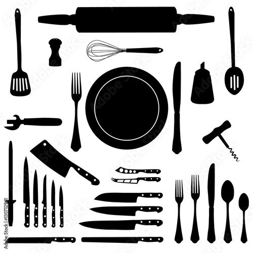 Kitchen utensil icon set