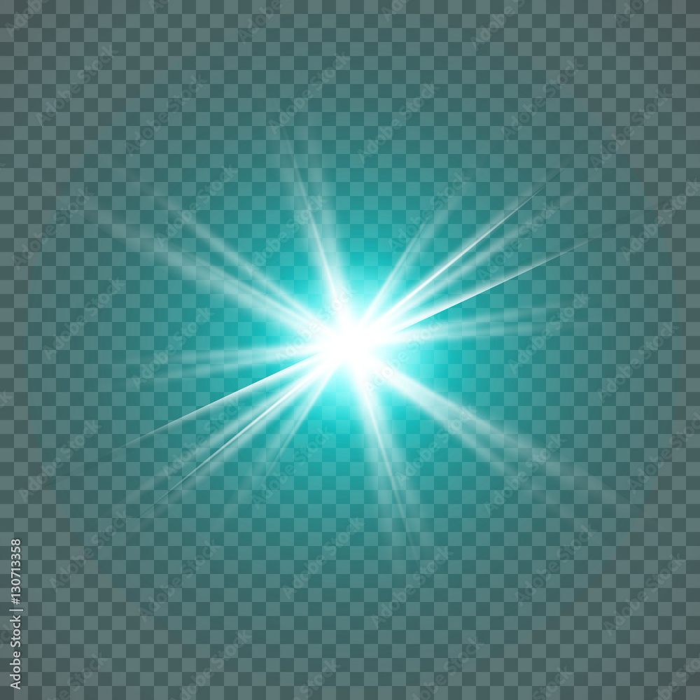 Transparent Glow light effect. Star burst with sparkles