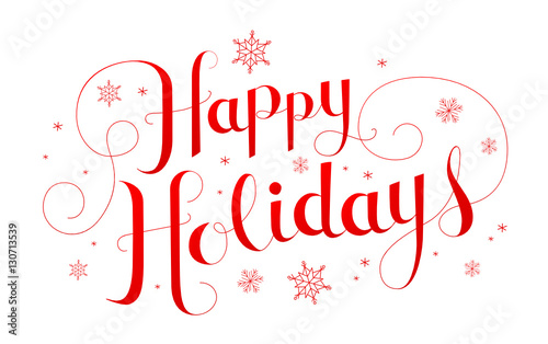 HAPPY HOLIDAYS in faux calligraphy handdrawn font
