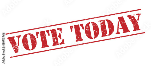 vote today red stamp on white background