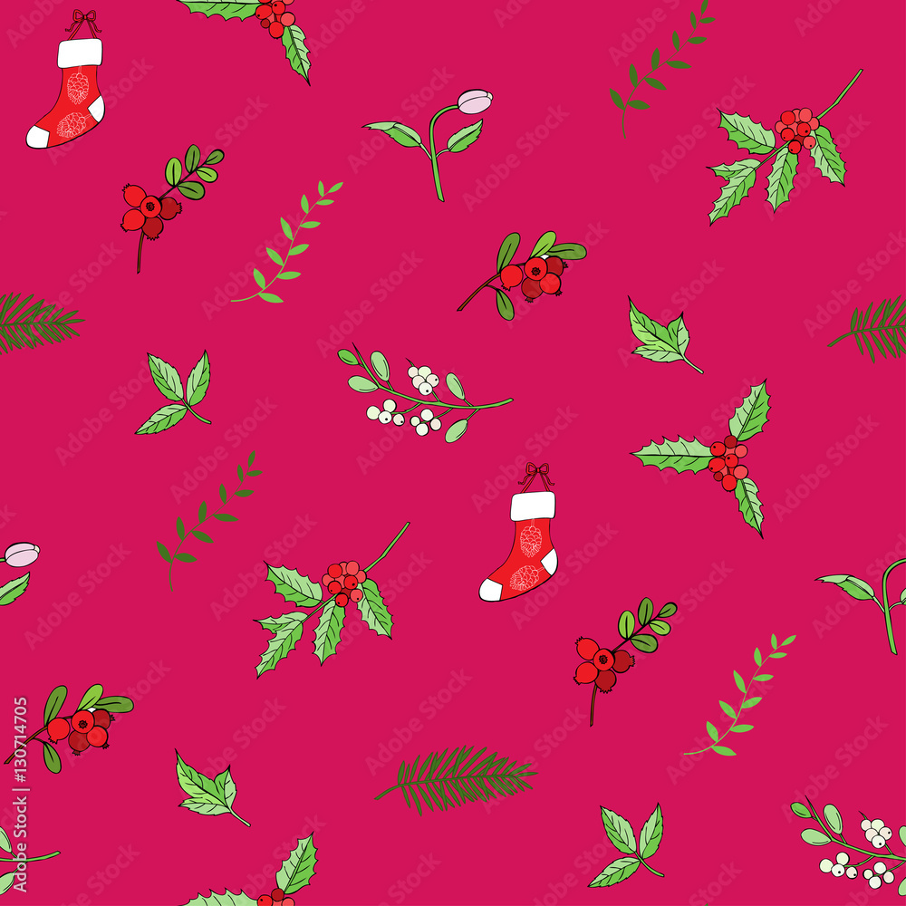 Obraz premium Seamless pattern with Christmas decoration