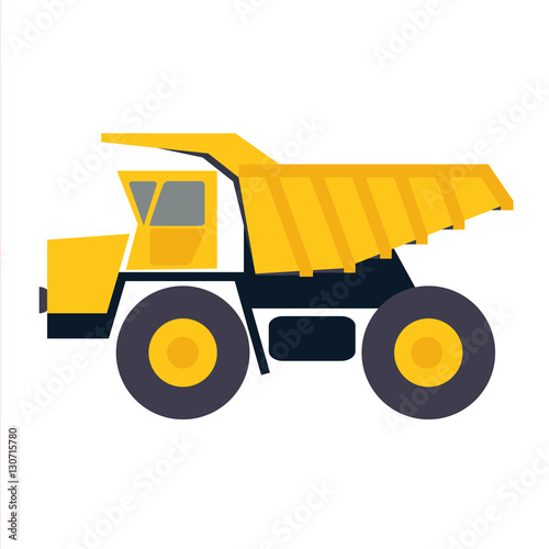 Haul or dump truck vector icon. Dumper or tipper symbol. Mining