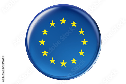 Badge with flag of EU, 3D rendering