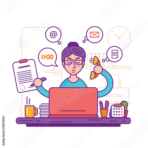 Woman secretary or female personal assistant vector illustration