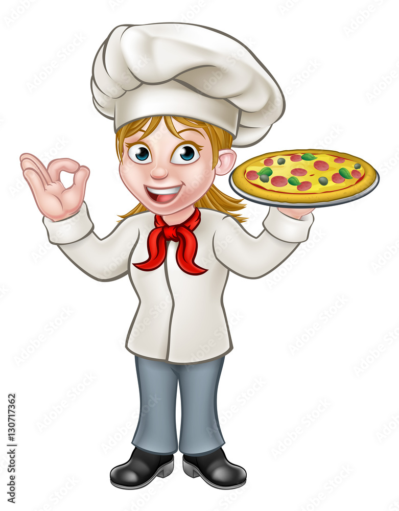 Pizza Chef Woman Cartoon Character Pizza Chef Woman Cartoon Character