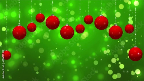 Christmas Classic Red Green Animated Card with Ornaments Seamless Loop photo