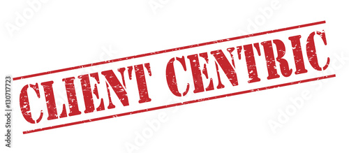 client centric red stamp on white background