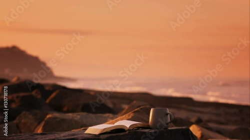 Bible and Coffee at Sunrise in Encinitas California