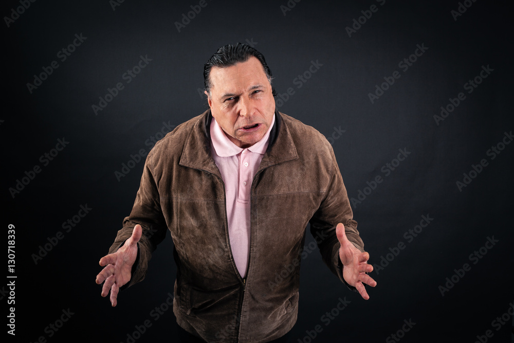 Handsome Man doing different expressions in different sets of clothes: angry