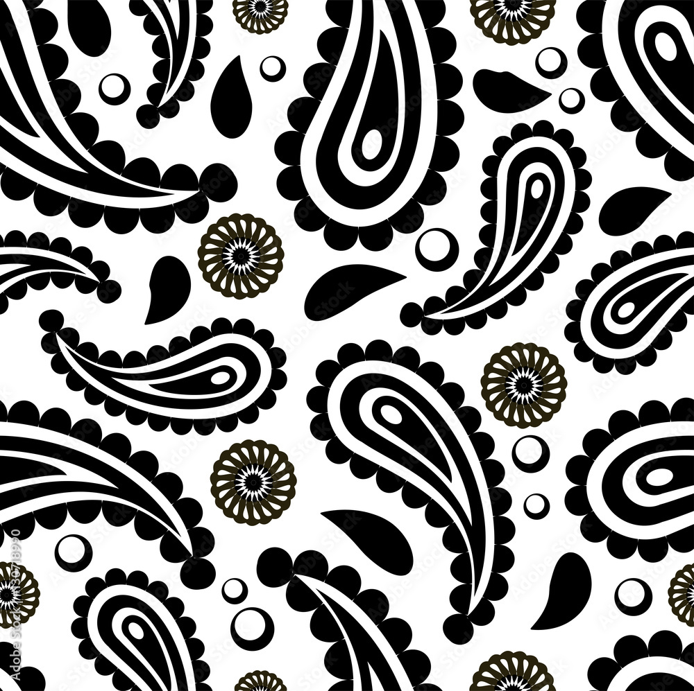 Paisley black and white pattern vector Paisley black and white pattern vector