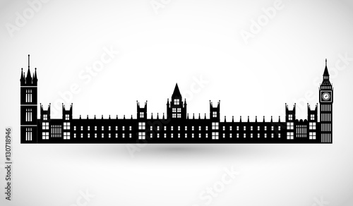 London Parliament and Big Ben silhouette vector photo