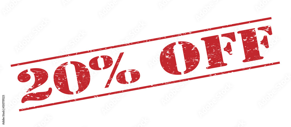 20% off red stamp on white background 20% off red stamp on white background