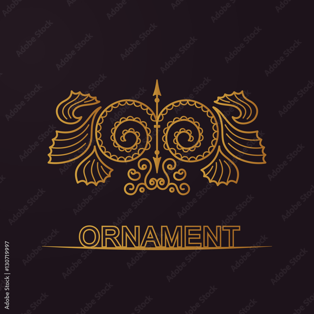 Calligraphic luxury symbol. Emblem ornate decor elements