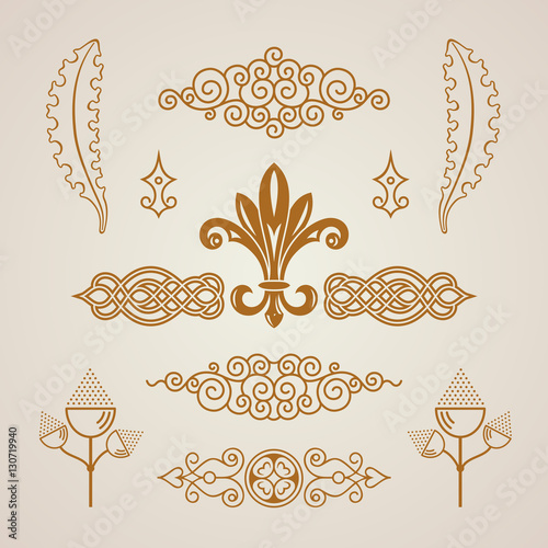 Calligraphic vintage elements. Vector baroque set. Design icons