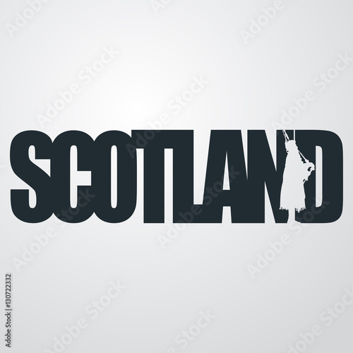 Icono plano SCOTLAND con silueta gaitero en fondo degradado
