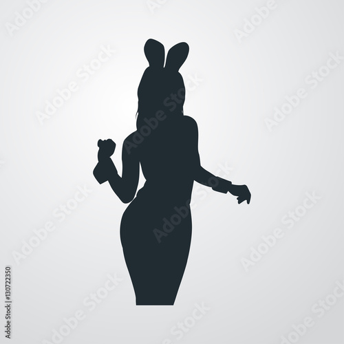 Icono plano silueta chica conejito en fondo degradado photo