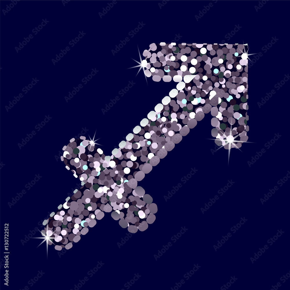 Silver symbol of Sagittarius. Zodiac. Vector Silver symbol of Sagittarius. Zodiac. Vector